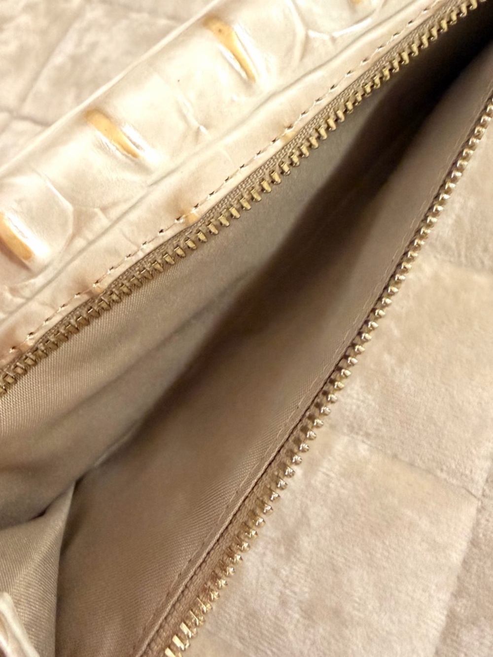 Brahmin Cream Croc-Embossed Clutch with Gold Plate - Picture 5 of 5
